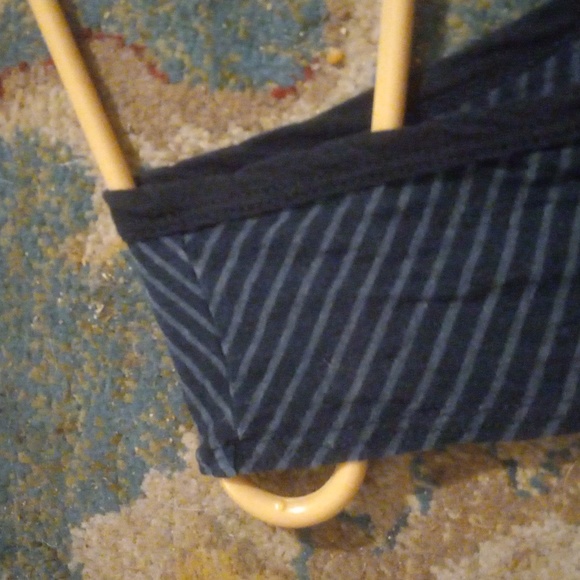 James Perse 100%Cotton Black/Blue Deep V Neck, Back, Tank Dress W/ Ruched Sides - Picture 6 of 11